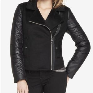 Express Wool Blend Mixed Media Moto Jacket